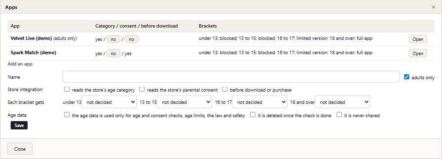 Agemark with its example records in it