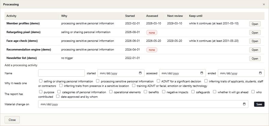 Assay with its example records in it