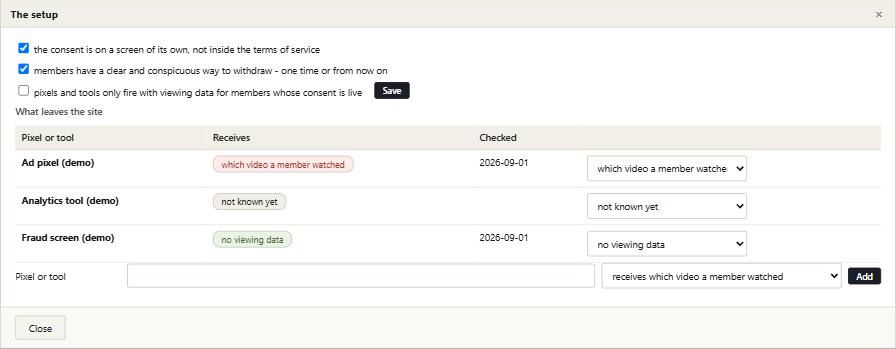 Blindfold with its example records in it