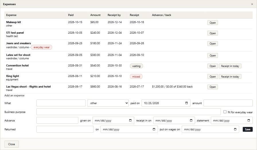 Imprest with its example records in it
