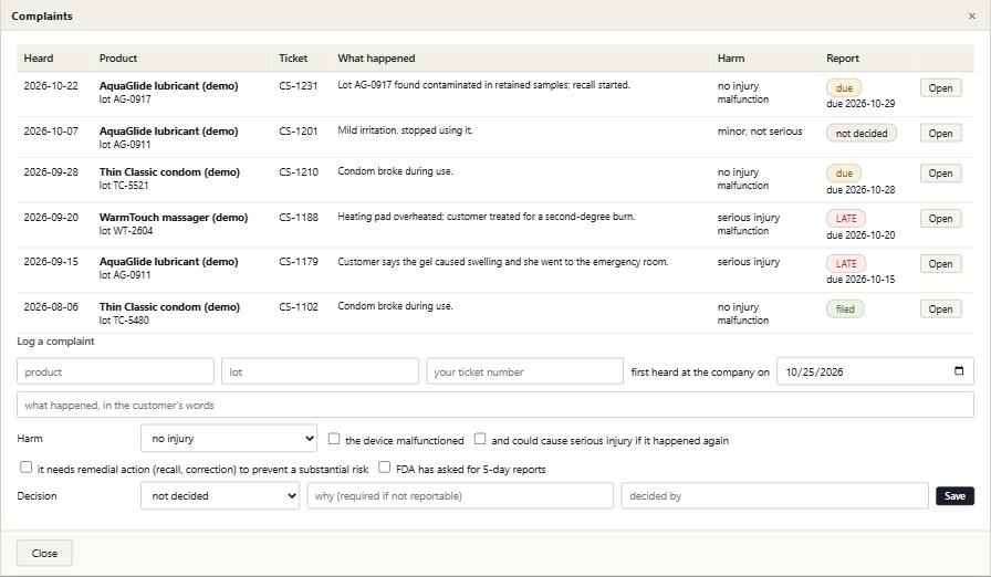 Vigil with its example records in it